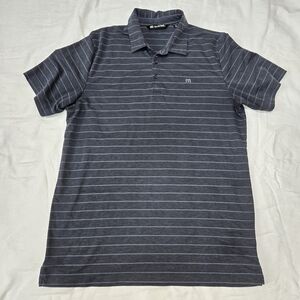 Travis Mathew Dark Gray Striped Polo Shirt